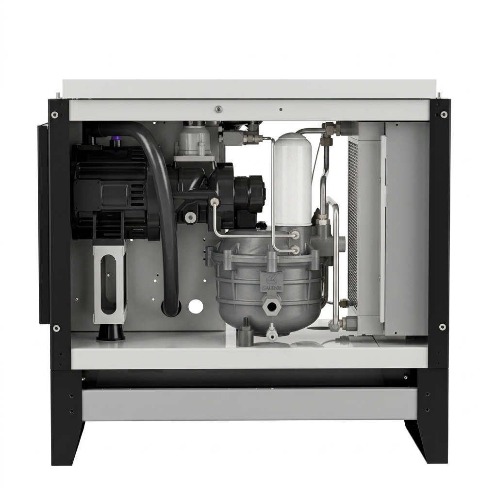 StationPack SN-H horizontal integrated screw air compressor station, internal view