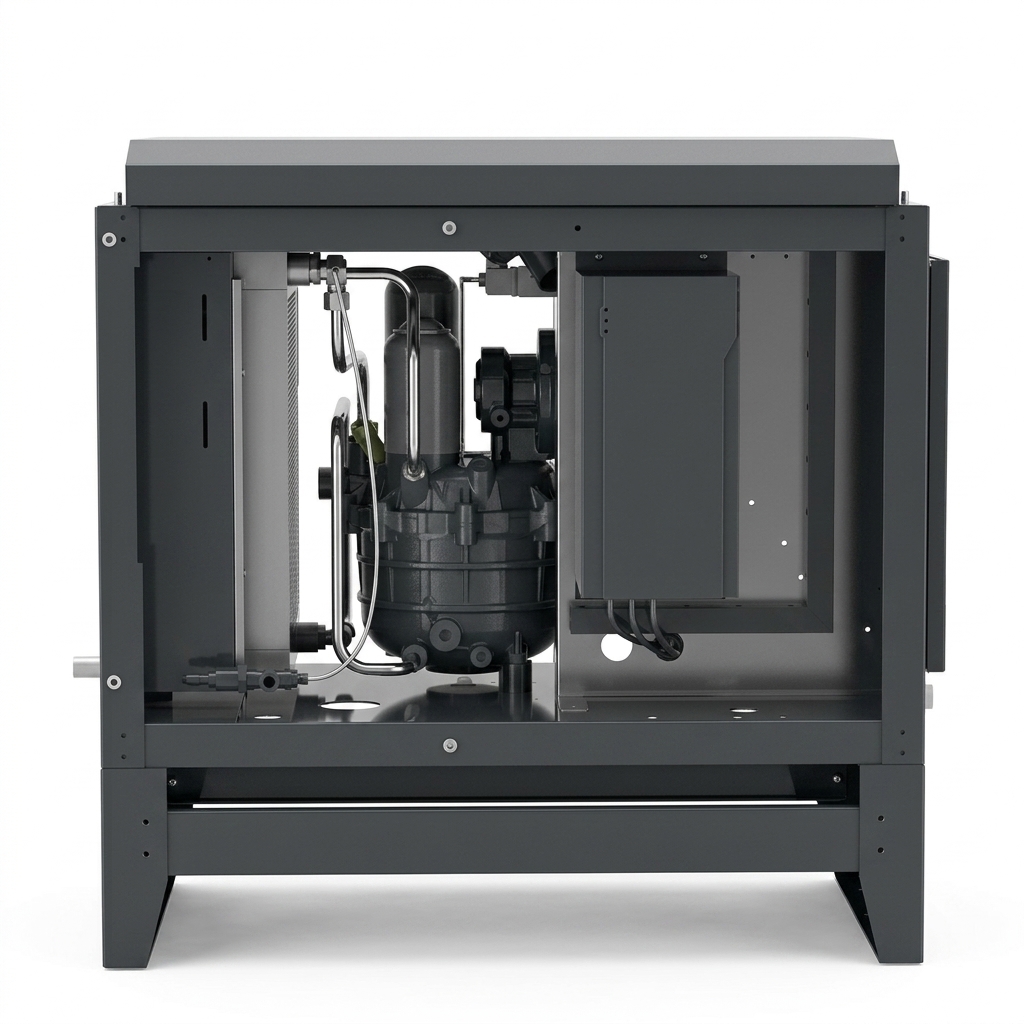 StationPack SN-H horizontal PM VFD integrated screw air compressor station detail view